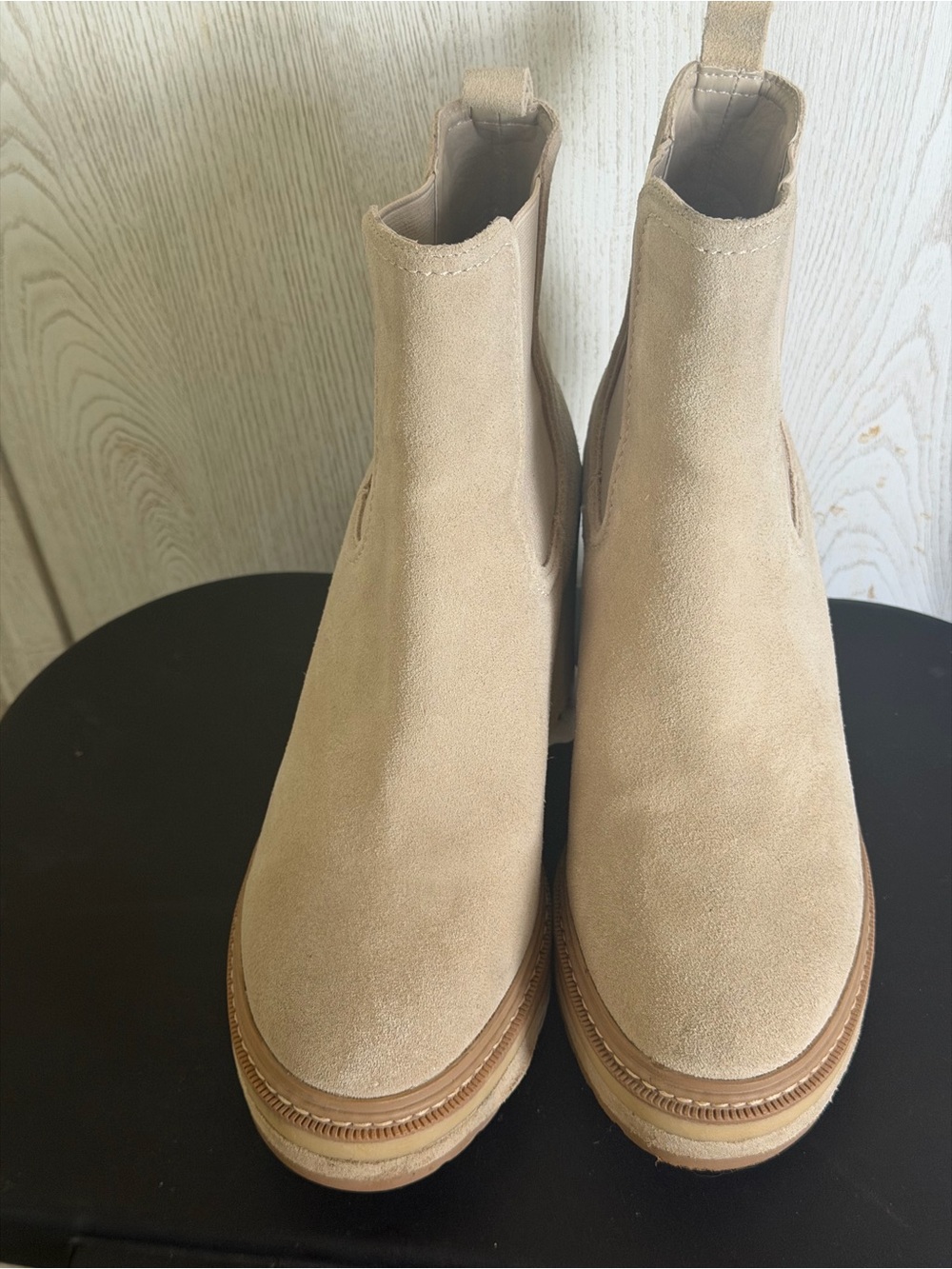 Steve Madden Tan Suede Chelsea Platform Booties